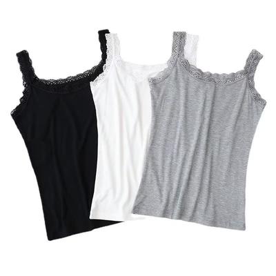 Uroi Spitzen-Camisole Ärmelloses Tanktop Übergrößen Damen 3-teiliges Set, Oberteil, U-Ausschnitt,