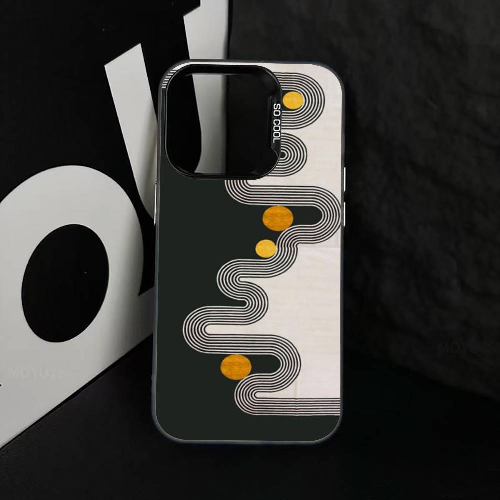 Minimal Bauhaus Pattern Phone Case For iPhone 17,16,15,14,13,12,11 Plus,Pro Max,XS,Colorful Silver Black Cover