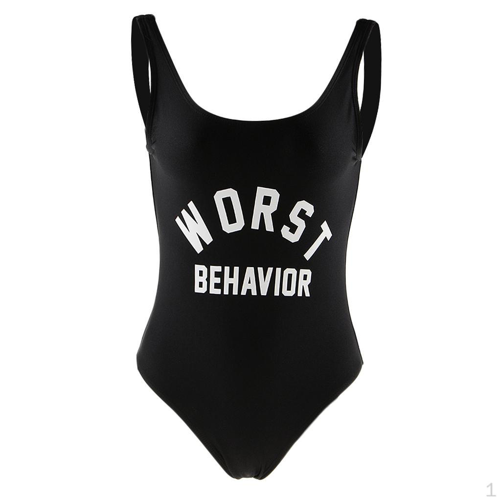 

White/Black Low Back Monokini Bathing Suit for Black S