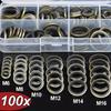 100pcs/Box Car Oil Pan Drain Plug Rubber Drain Lock Rubber Drain Plug Rubber Replaceable Washer Seal Kit M6 M8 M10 M12 M14 M1