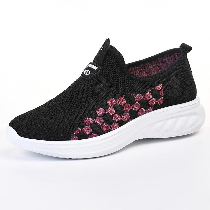 Stepping shoes women's 2025 autumn new casual one-pedal lazy shoes fly-woven breathable soft-soled middle-aged and elderly mother shoes