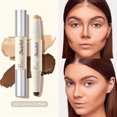 Double Ended Multi Function Contour Stick Long Lasting Highlight & Define for A Three Dimensional Nose Bridge Shadow, Waterproof Foundation