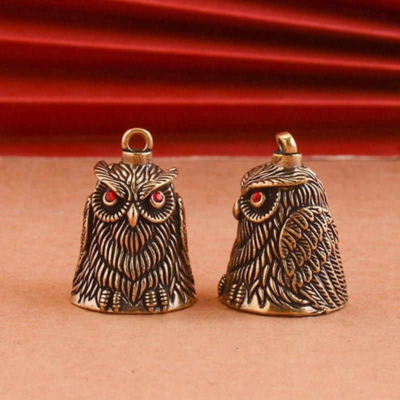 Artistic Owl Shape Metal Windchimes Bells Antique Keychain Pendant Elegant Bag Good Luck Ornament Craft Decors Gift