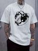 Casual Graphic T-shirt with Football and Helmet Print - Short Sleeve