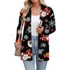Damski świąteczny kardigan z nadrukiem, lekki, z długim rękawem, casualowy, luźny, cienki, z kieszeniami, kurtka kardigan