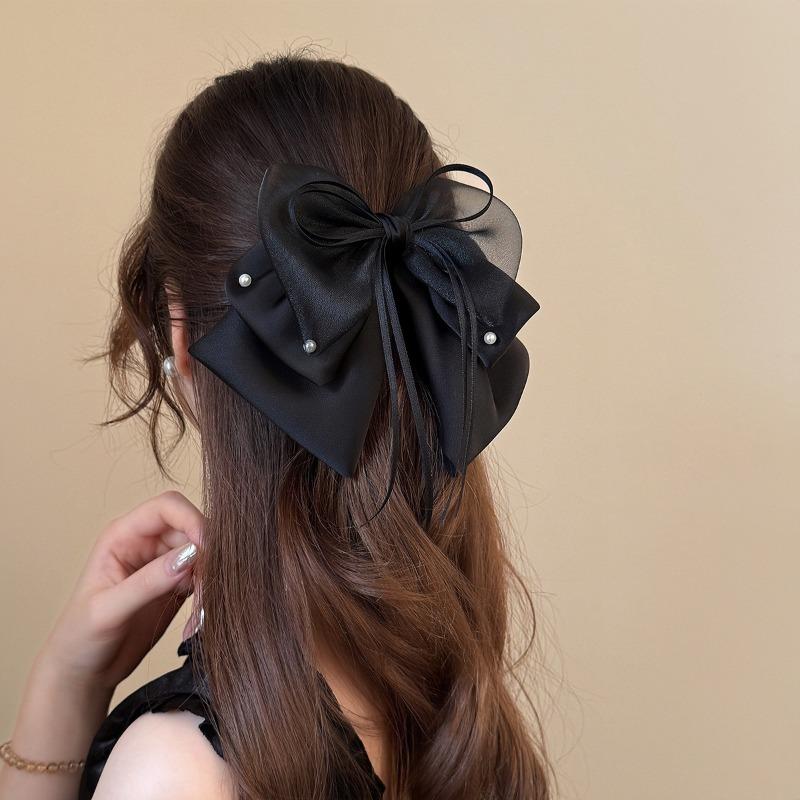 2025 New French Elegant Triple Bow Ponytail Clip Hair Claw for Half Updo Non-Slip Scrunchie Holder Premium Hair Accessories