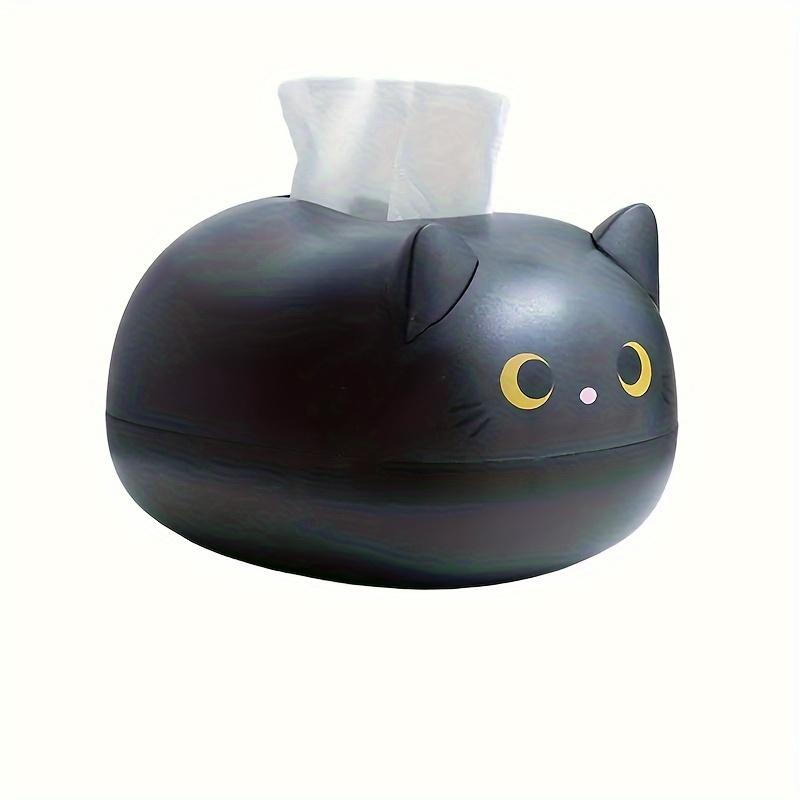 

Cute Cat Paper Towel Holder with Lid, Kitten or Tabby Design, Round Storage Box for Home Bathroom Room Decor чёрный