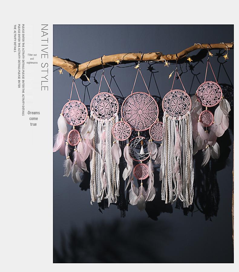 Nordic Five-Piece Feather Dream Catcher Wall Hanging Decor Set
