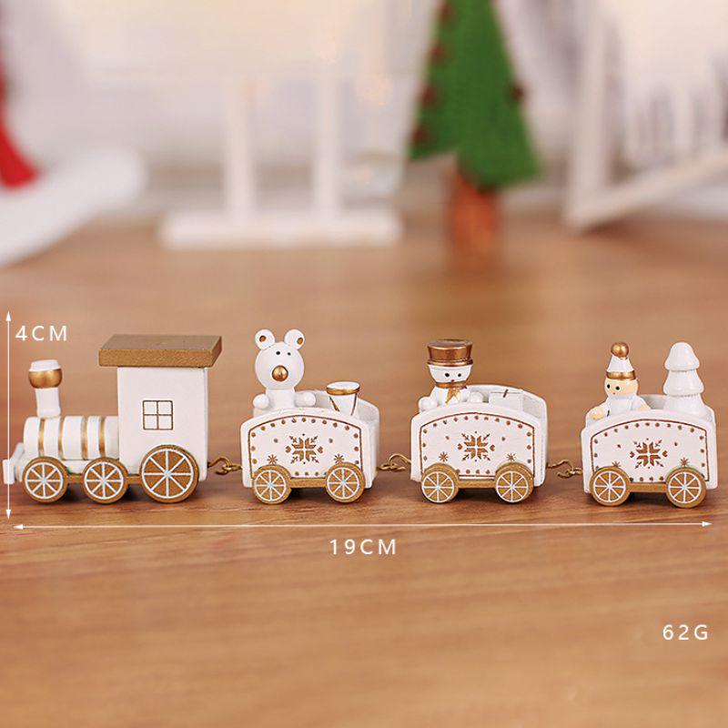 YaptheS Wooden Mini Craft Christmas Train Ornaments Wooden Train Decor Mini Garden Accessories Home Decoration Gifts for Children-Green
