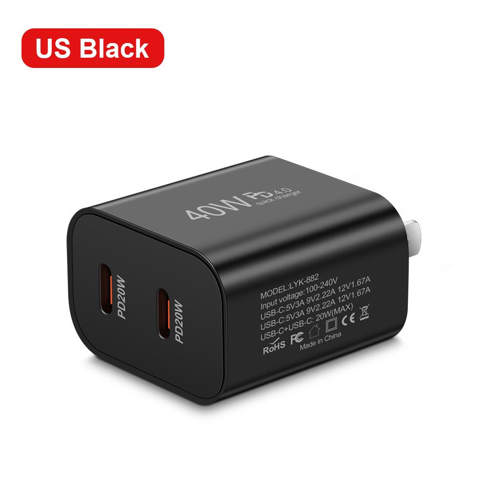 40W Dual PD Type-C Fast Charger for Mobile Phones