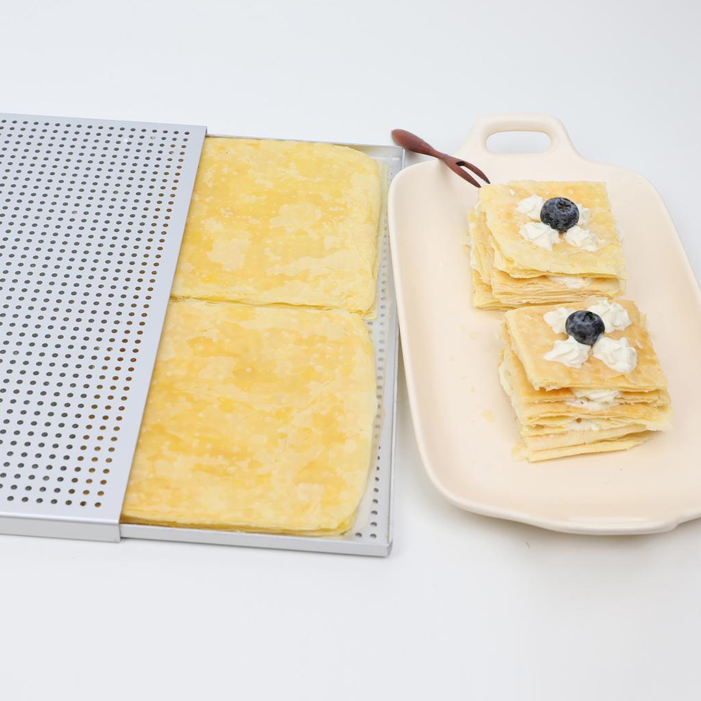 Set Of 2 Multipurpose Baking Tray Nonstick Oven Sheet for Puff Pastry Perforated Mille Feuille Rectangular Pastry Molds