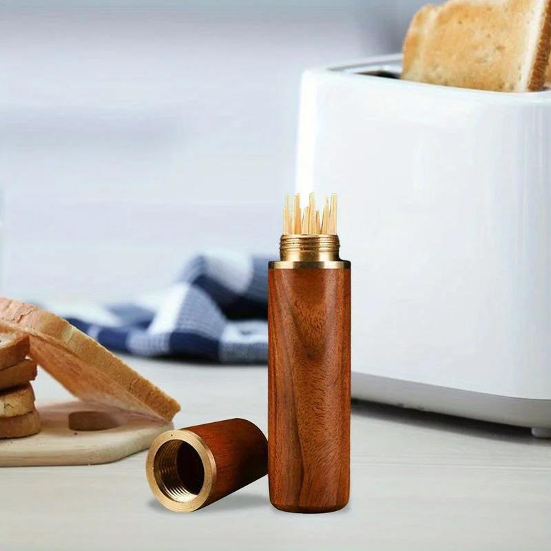 Praktická 1ks Dřevěná párátka Sada Kbelík Dřevěný Držák, Úložná Tuba Přenosná Krabička