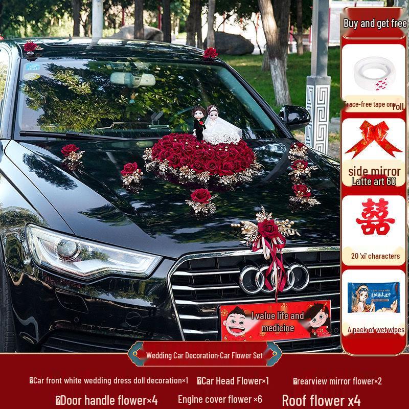 Wedding Car Decoration Set: Creative Floral Arrangement for Head Car