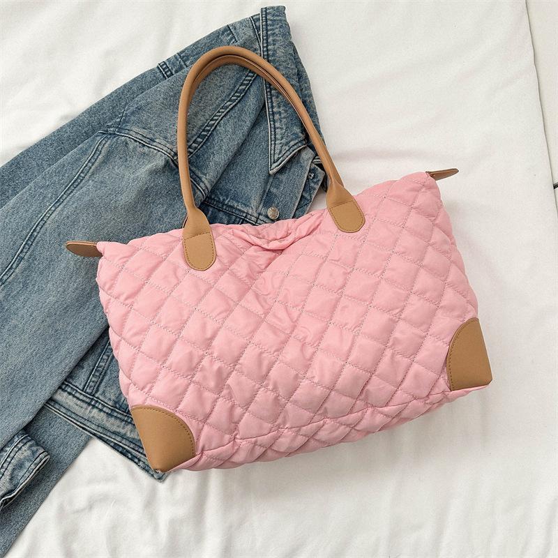 

Вышитые клетчатые повседневные сумки-тоут для женщин, большая вместимость, хлопковая сумка через плечо, женские сумки для поездок на работу 45x26x15cm