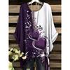 Elegantes Bohemian Chic Übergroßes Einfaches Retro Liebesdruck Druck Damen T-Shirt Asymmetrischer Saum Rundhalsausschnitt Vielseitige Damenbekleidung