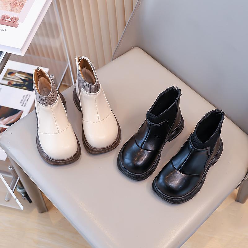 Girls Martin boots children's fashion single boots 2025 autumn new British style girls foreign style short boots soft-soled leather boots