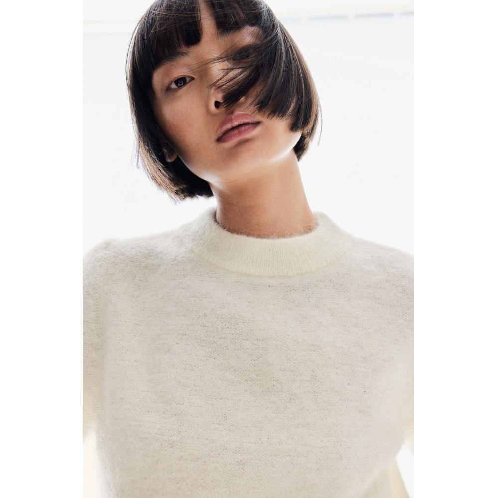 

HM короткий рукав MoHair Blend Top кремовый