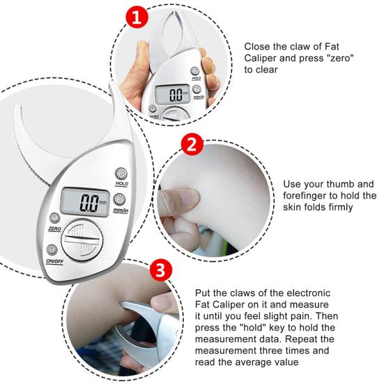 Portable Digital Display LCD Body Fat Caliper Skin Fold Monitor Analyzer Clip