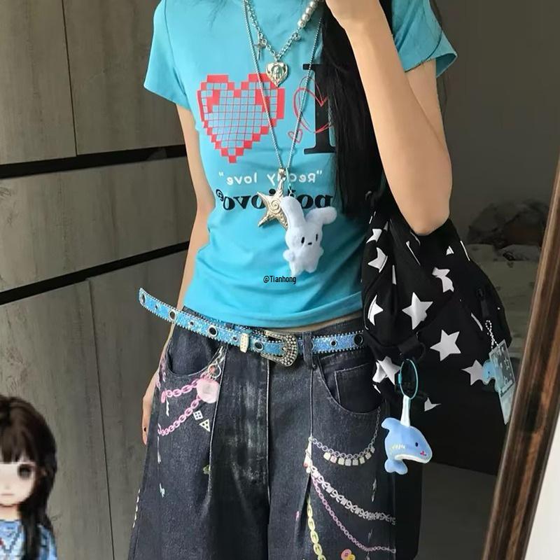 Women's Y2K Niche Design Diamond-Inlaid Leather Waist Belt