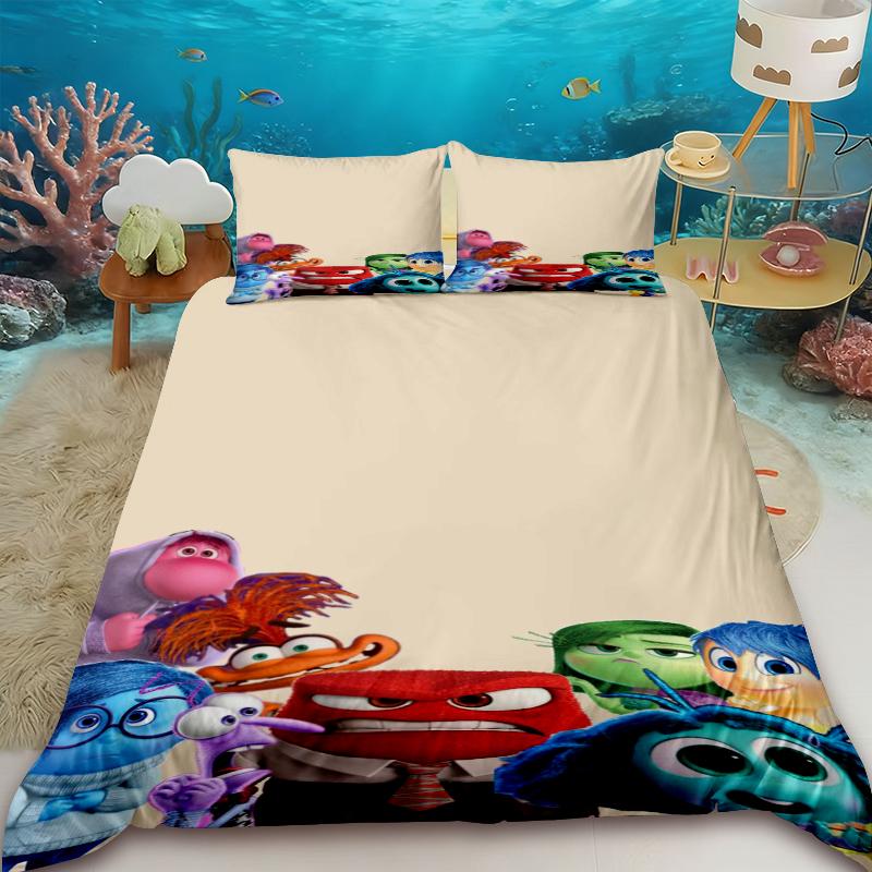Inside Out Cartoon Duvet Cover Anime Bedding Set Quilt Cover with 2 Pillocase Queen King Full Bedroom Decor
