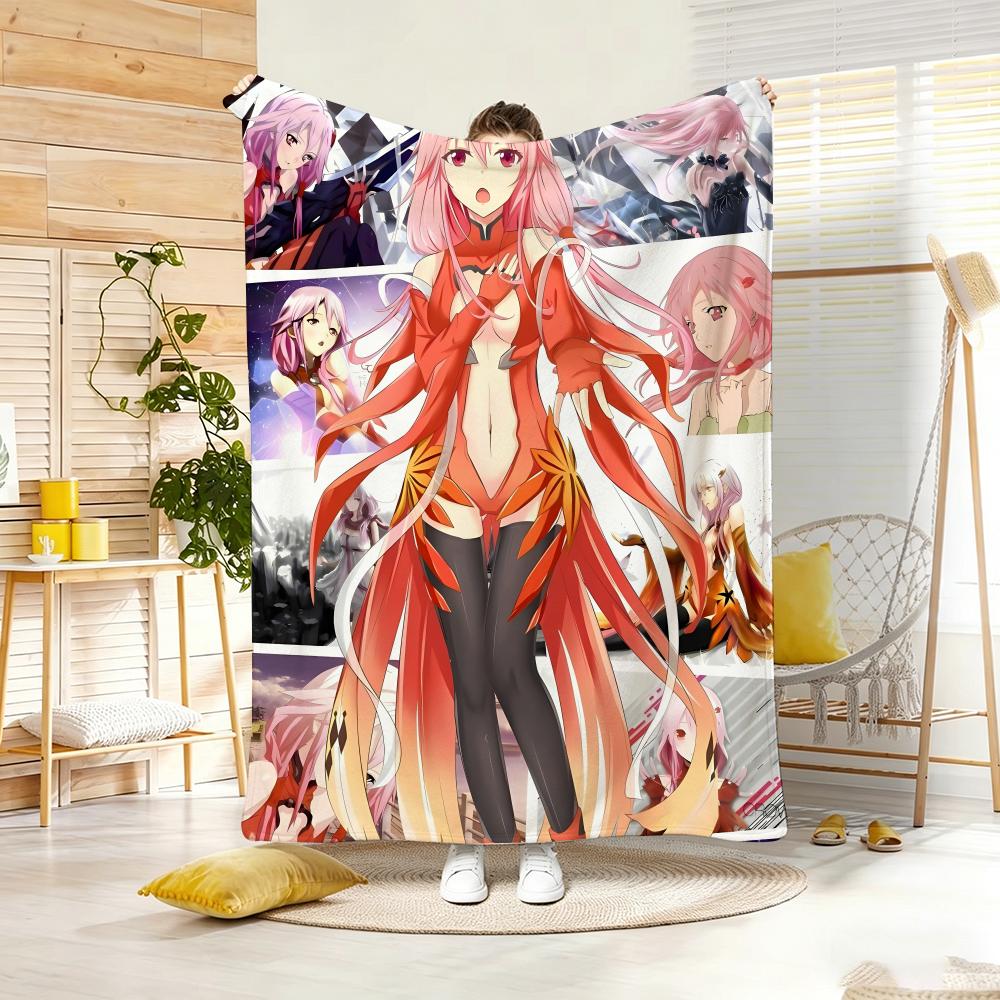 Pink Neon Sci Fi Anime G-Guilty Crown Throw Lightweight 240G Flannel Blanket Soft Skin-Friendly For Summer Cooling