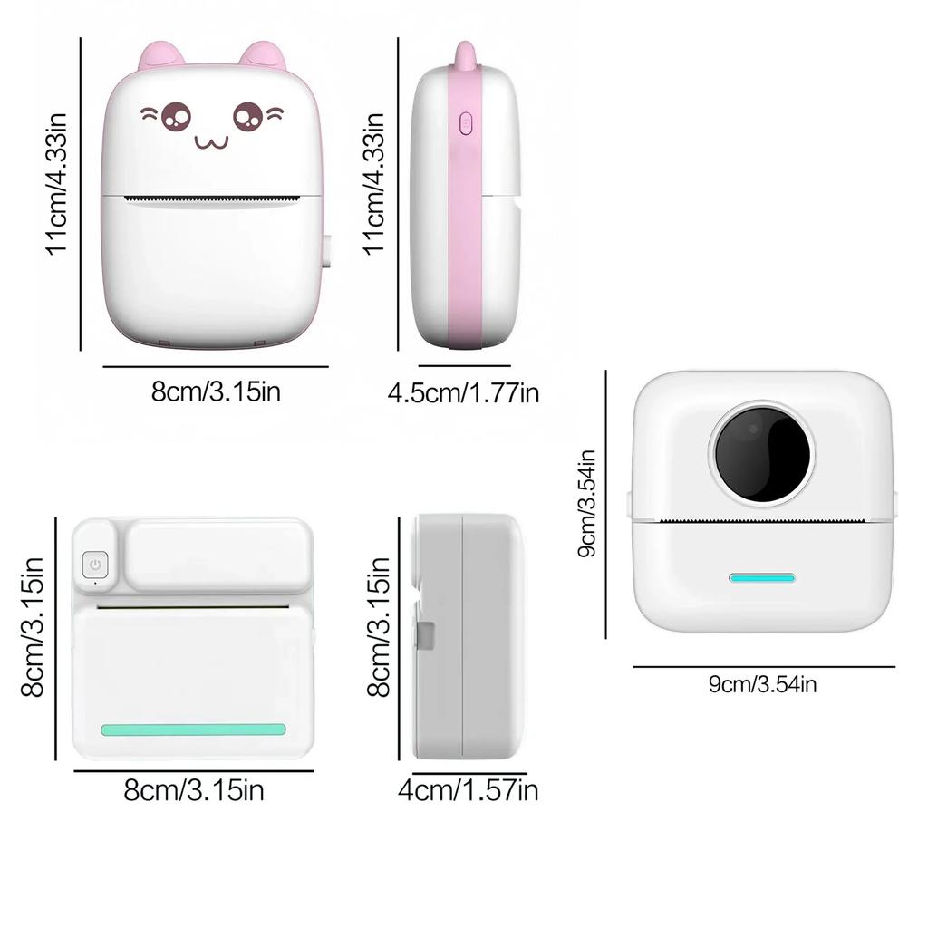 STONEGO Bluetooth Thermal Printer 3 Styles Photo Label Memo Printer High Resolution 205 DPI No Ink Needed