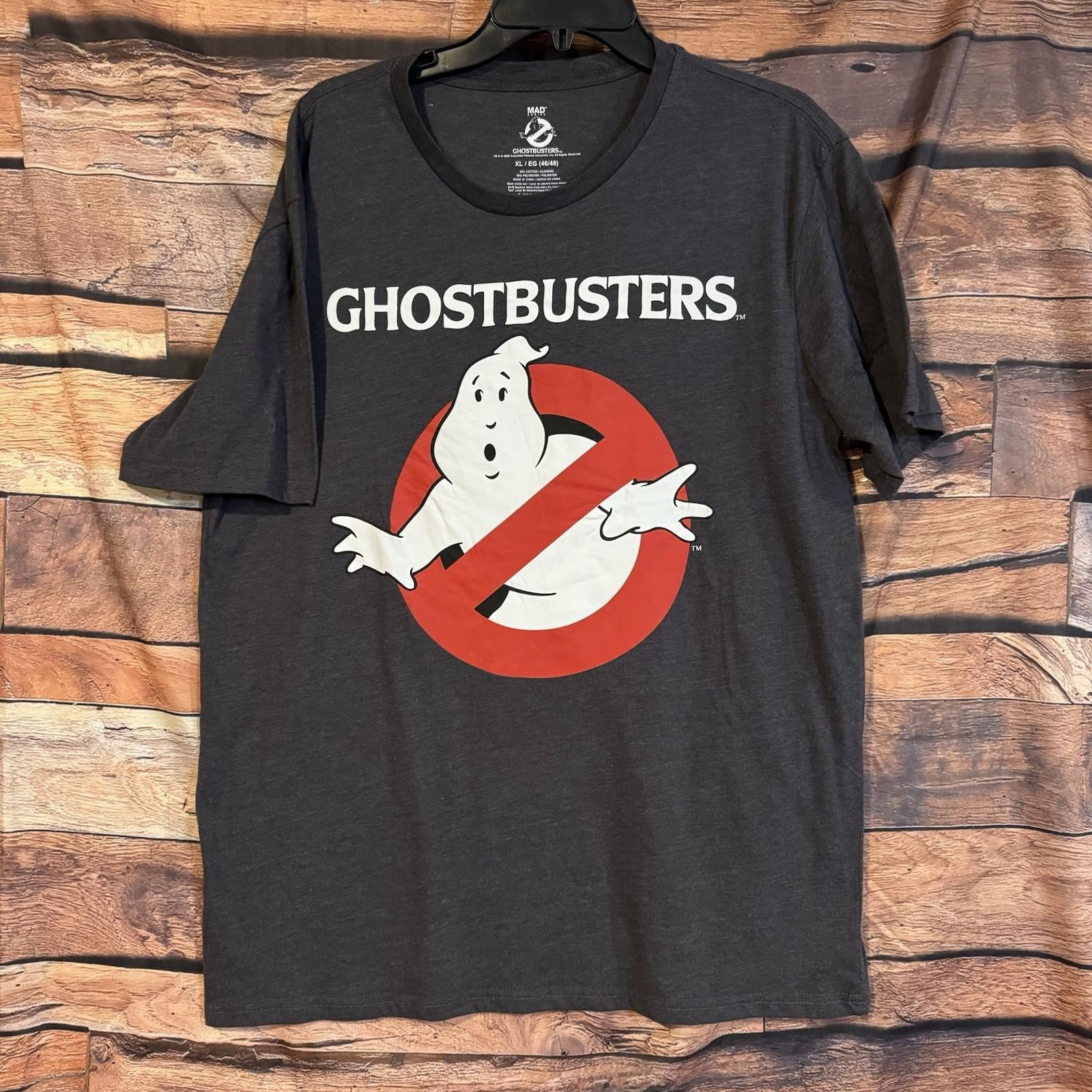 Men s Dark Gray Ghostbusters XL Logo Graphic Tee Mad Engine Movie Unisex T-Shirt L