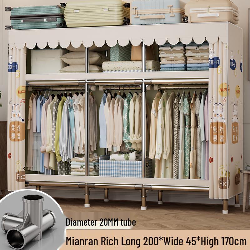 Sturdy Reinforced Steel Frame Fabric Wardrobe for Home & Bedroom Use