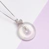 S925 Sterling Silver Safety Clip Pendant with Jade and Crystal