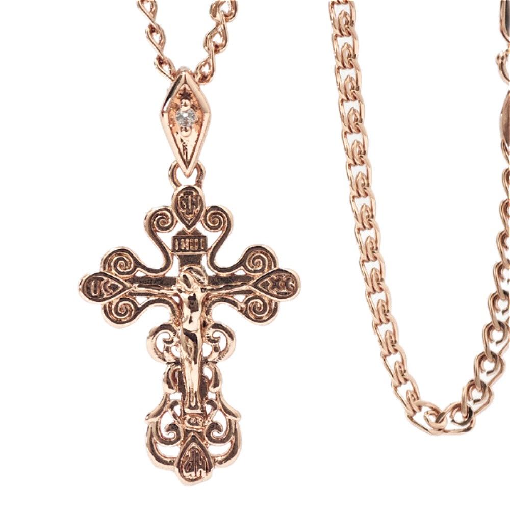Hollow Cross Jesus Pendant Rose Gold Color Necklace Women's Color-preserving Jewelry