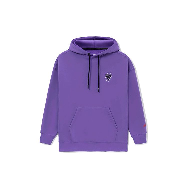 Li Ning Sports Basketball Series Fleece Pullover With Back Print Winter Hoodie Unisex Hoodies Purple AWDRH49-2