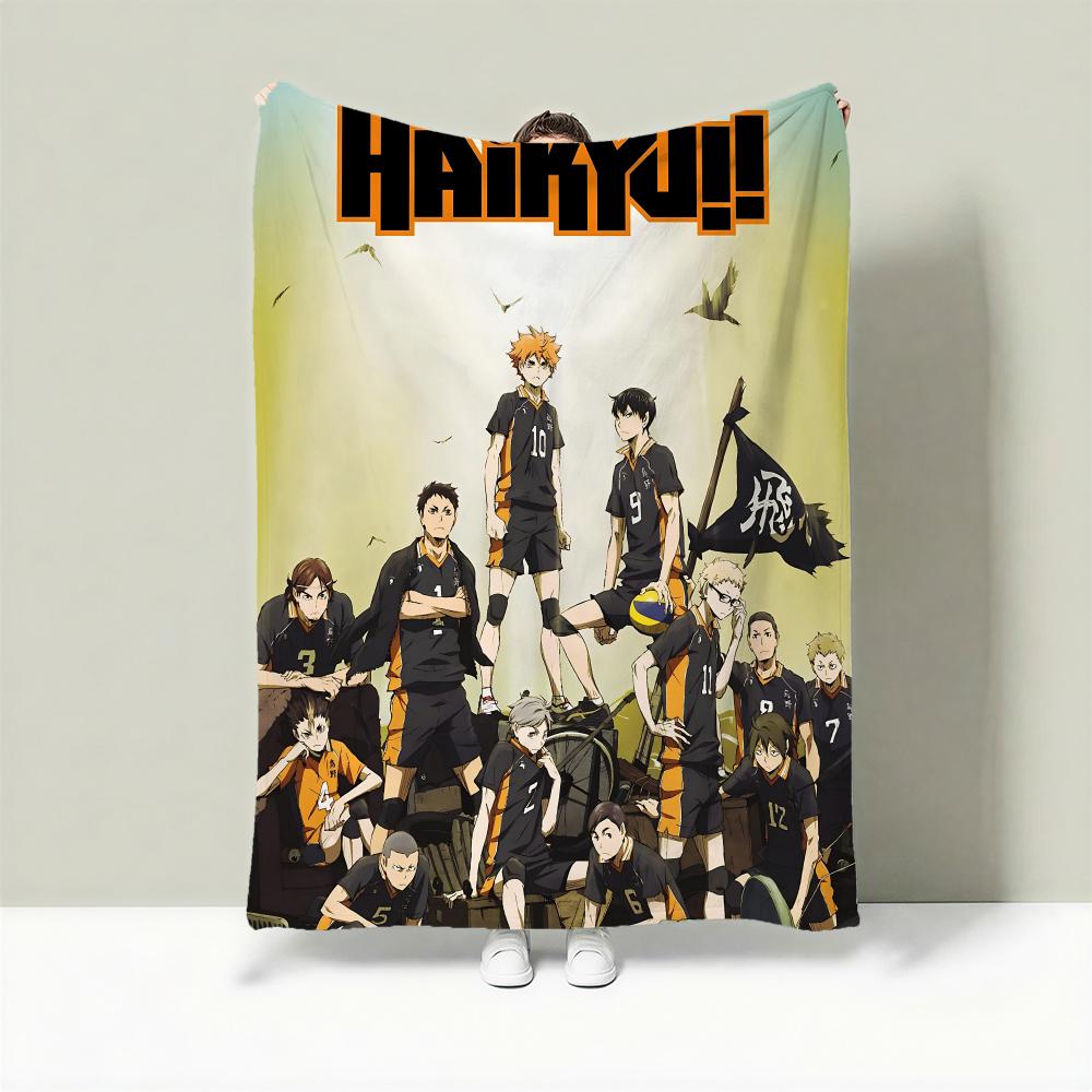 Anime H-Haikyu!! Throw Lightweight 240g Flannel Blanket Soft Skin-friendly for Summer Cooling 75X95CM