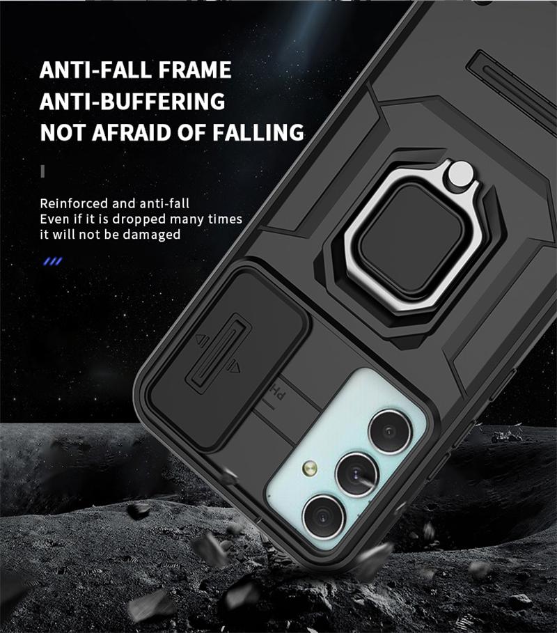 For Samsung A14 A24 A34 A54 Case Slide Camera Armor Holder Ring Phone Case For Samsung Galaxy A54 A 14 24 34 54 5G Back Cover
