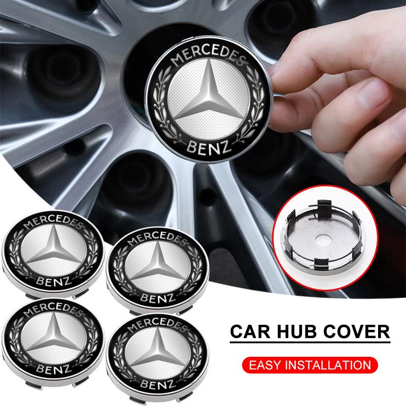 4 Stück 60mm Auto Radnabenkappe Logo Nabenkappe Abzeichen Emblem für Mercedes Benz E C G M R S Klasse W212 W176 GLC CLA GLA AMG W204