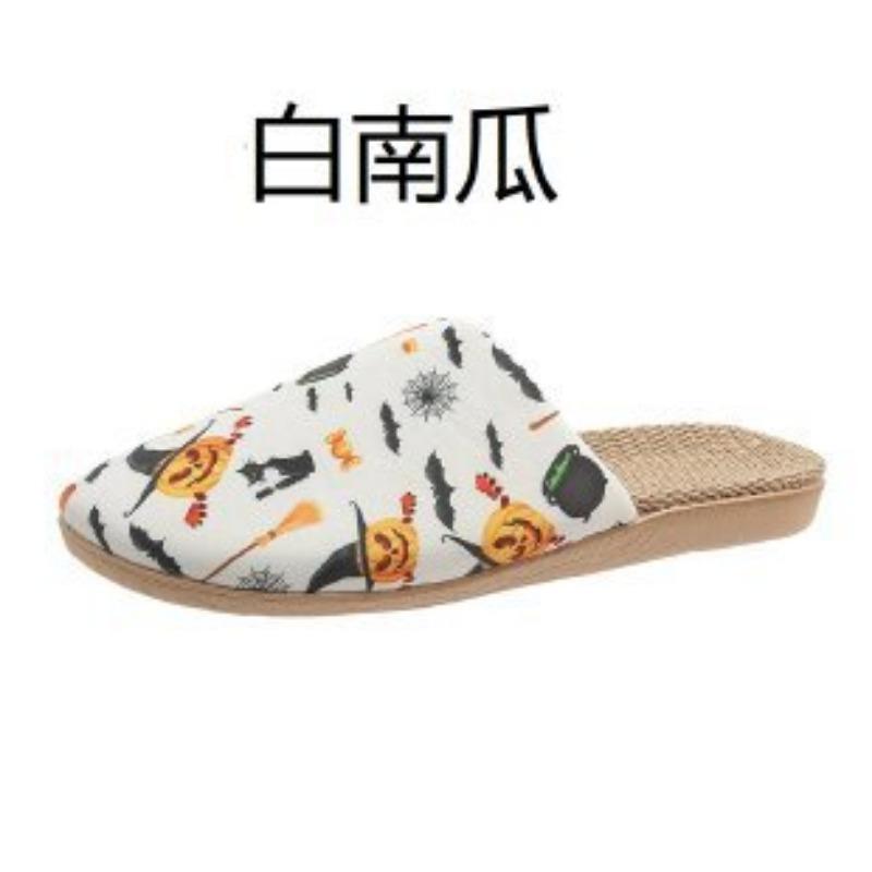 New linen slippers breathable sweat-absorbing indoor home shoes lightweight silent four-season cool slippers