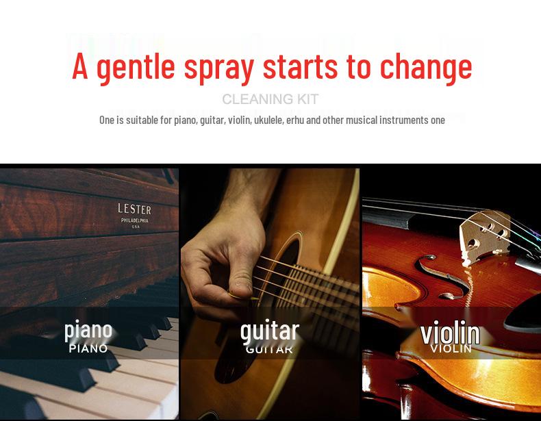 Prefox Musical Instrument Care Set: Piano, Guitar & Violin Polish and Cleaner
