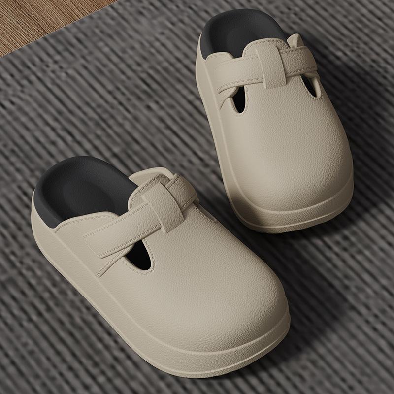 Women Thick Sole Clog Slippers Closed Toe Buckle Decor EVA Mules Casual Indoor Outdoor Garden Shoes 36 белый