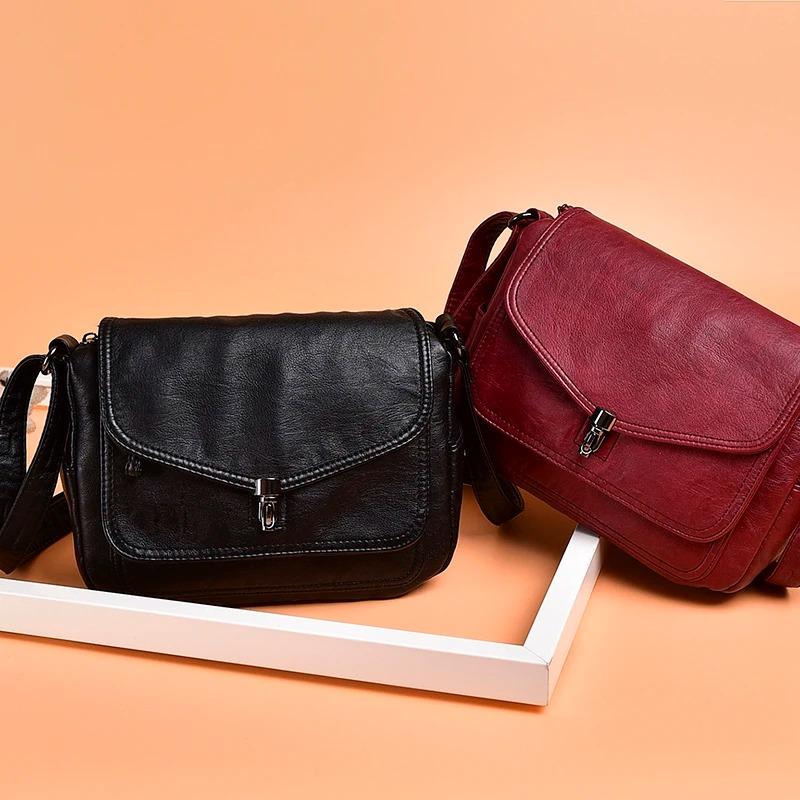 Vintage Soft Leather Femmels' Shoulder Bags Luxury Handbags Women's High Quality Small Crossbody Bag