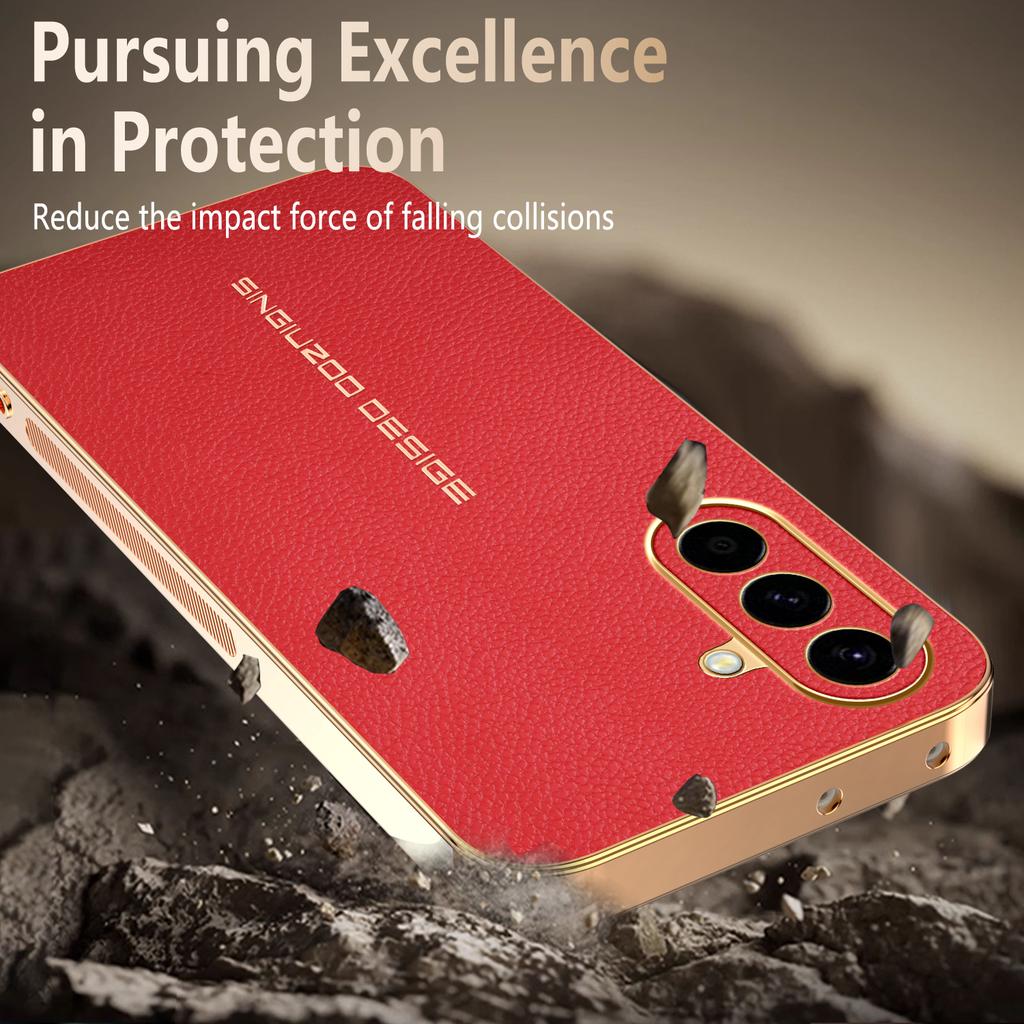 Pour Samsung Galaxy A57 5G Coque Anti-Rayures Texture Litchi TPU Cuir PU Housse Arrière de Téléphone