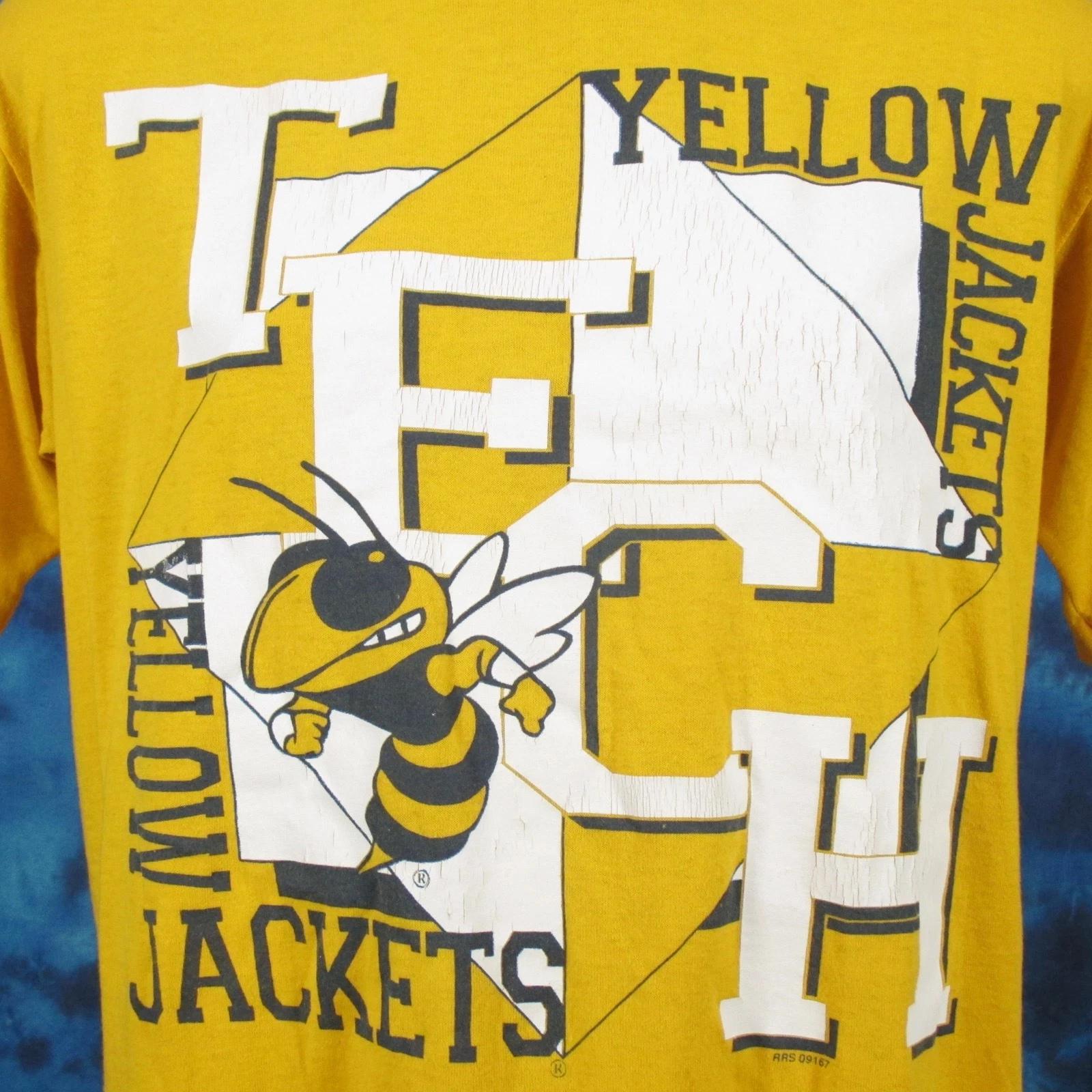 

vintage 80s GEORGIA TECH YELLOW JACKETS PAPER THIN T-Shirt LARGE single stitch M