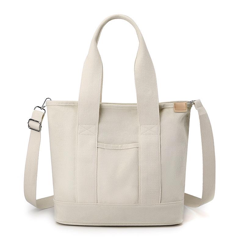 16oz Japanese-Korean Style Women's Tote: Single Shoulder, Crossbody, Large Capacity, Simple Canvas Handbag