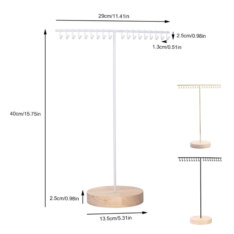 Elegant Iron Necklace Display Holder Effective Iron Necklace Holder with Wood Base Sturdy Jewelry Display Stand Rack