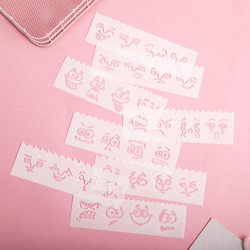 Yeni uzun şerit 3 nesil boyama şablonu 12 model 8 bir dizi el kopyası gazete boyama PET şablonu küçük cetvel seti