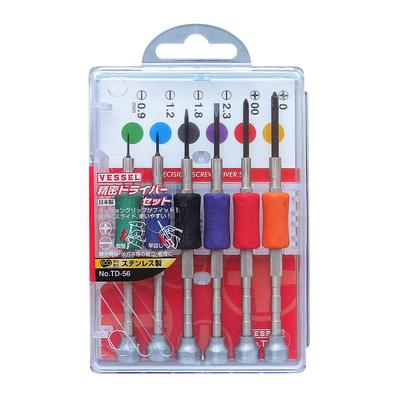 VESSEL Precision Screwdriver Set of 6, +0, +00, -0.9, -1.2, -1.8, -2.3, TD-56