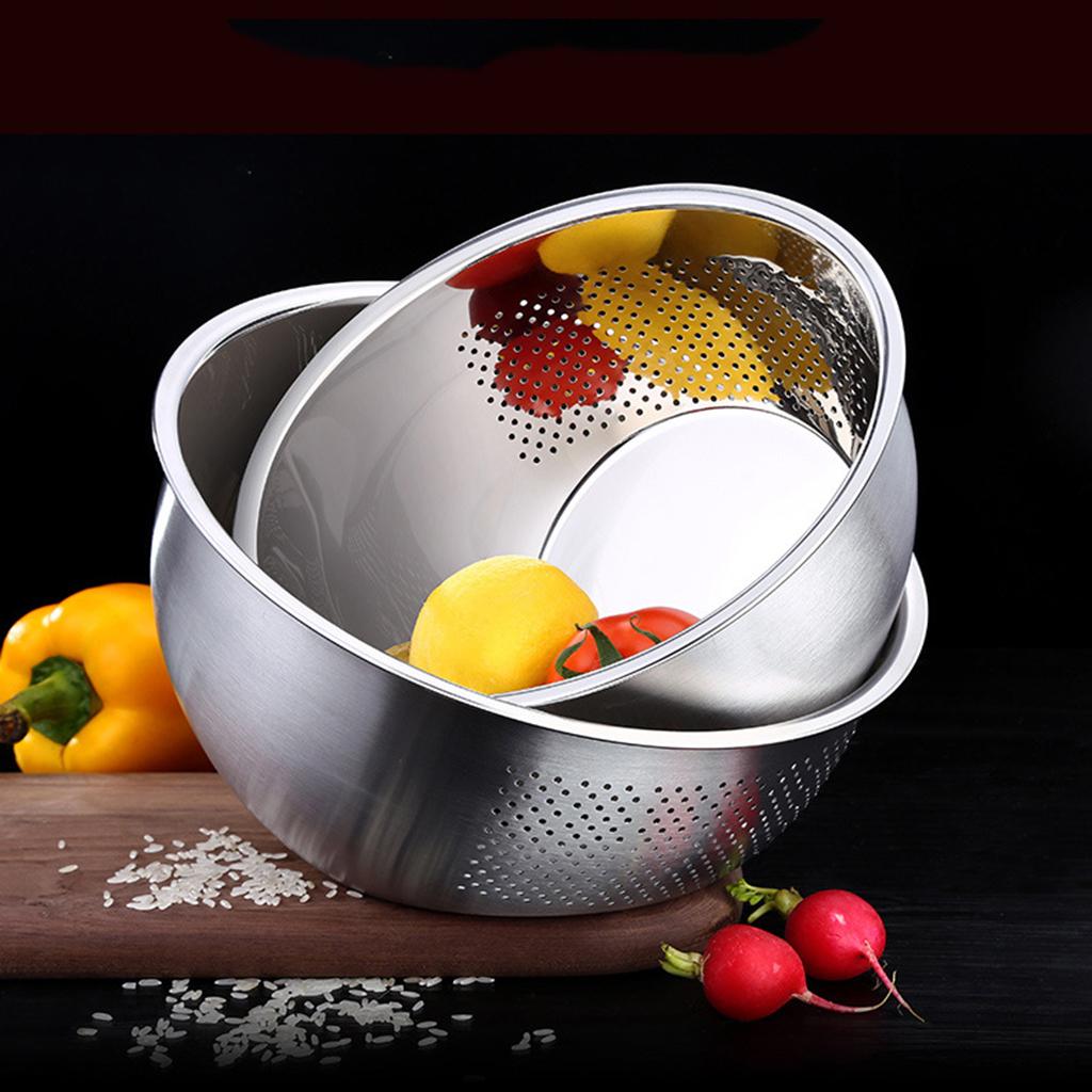 Kitchen Strainer, Stainless Steel Colander Rice Washer Vegetable Fruit Washing Bowls for Cleaning , Rice, and , Kitchen Tools