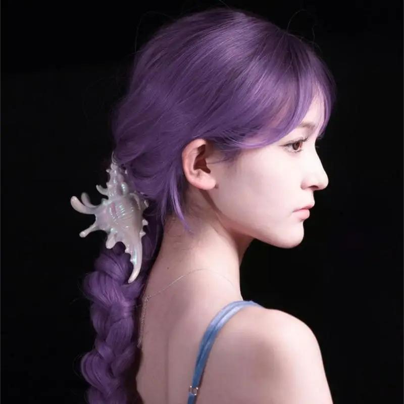 1pc Creative Conch Hairpin Colorful Gift Hair Claw Elegant Shark Clip for Summer Beach Headwear for Summer Beach