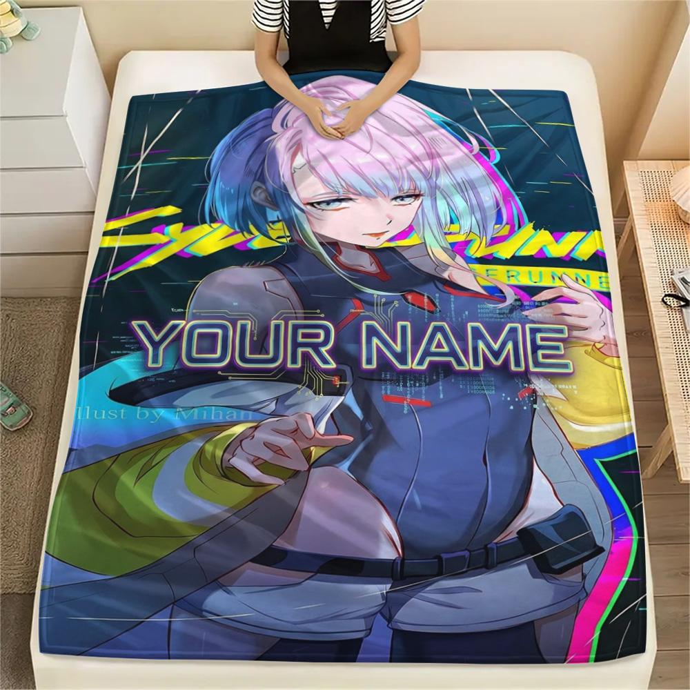 1PC Anime Fusion Custom Name Patterned Flannel Blanket Suitable For All Seasons For Home Decor Warmth And Comfort Gifts Holiday Present