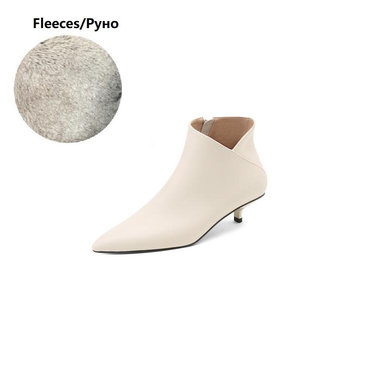 

Fashion NEW Autumn Women Boots Pointed Toe Kitten Heel Boots Split Leather Shoes for Women Concise Zipper Ankle Boots Solid Winter Boots 40