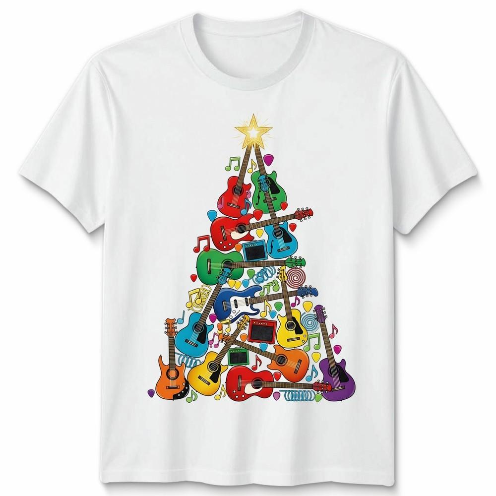 Guitar Christmas Tree Holidays Unisexs TShirt Unisexs Tee Graphic Unisex Music