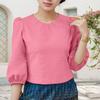 ZANZEA Women Casual Round Neck Solid Color 3/4 Sleeve Blouse